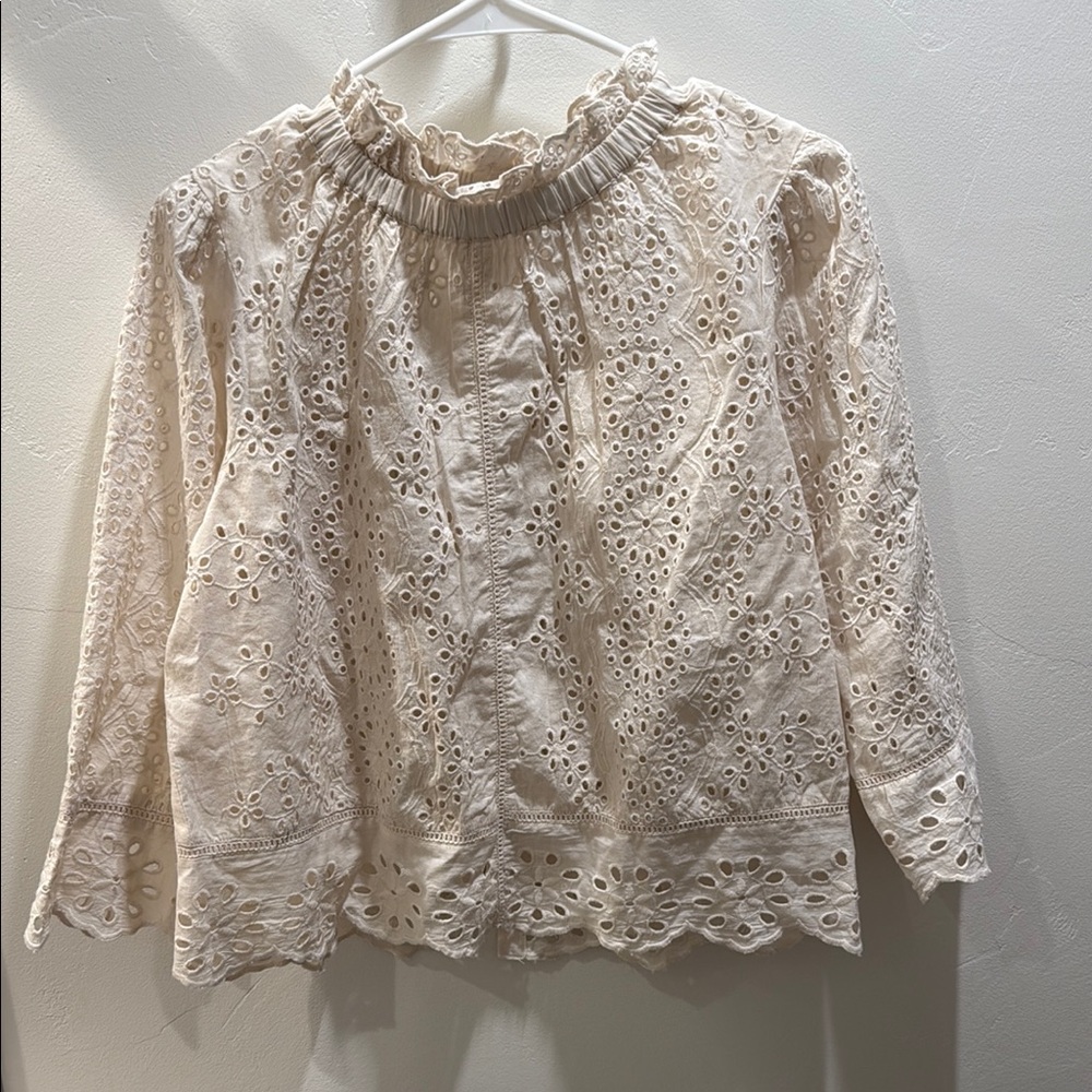 Cream Eyelet Women's Top